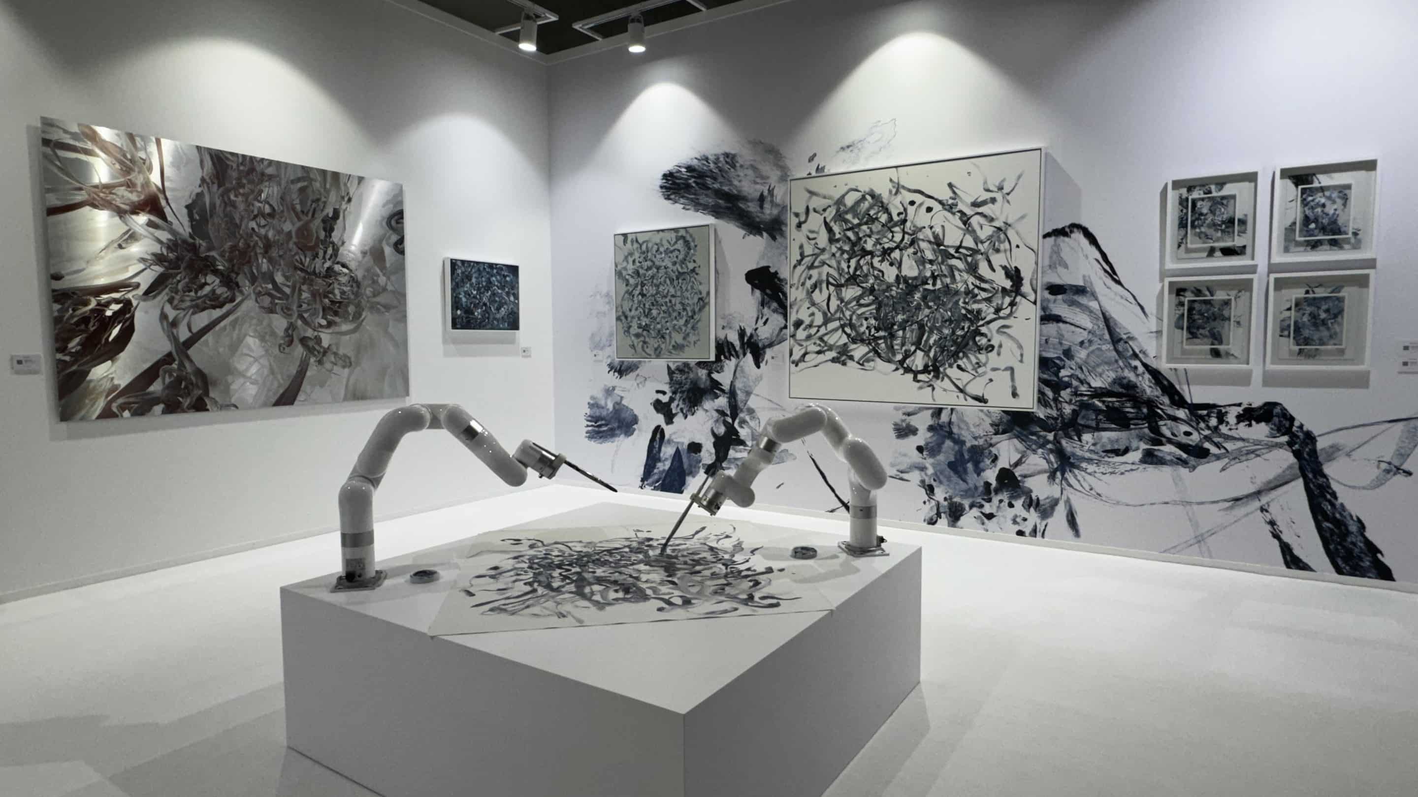 HOFA Gallery's booth with Sougwen Chung's works