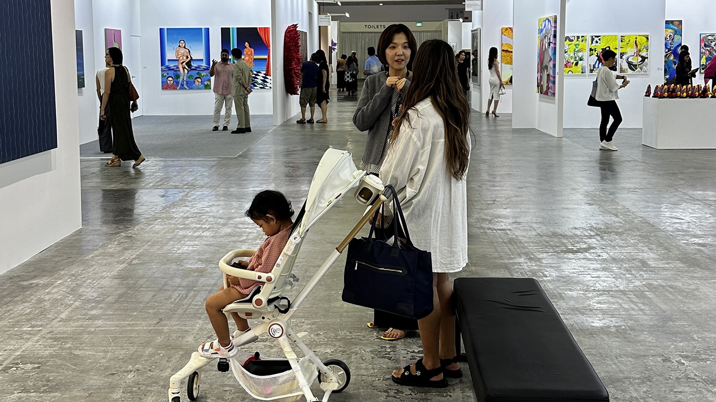 pushchair at art fair