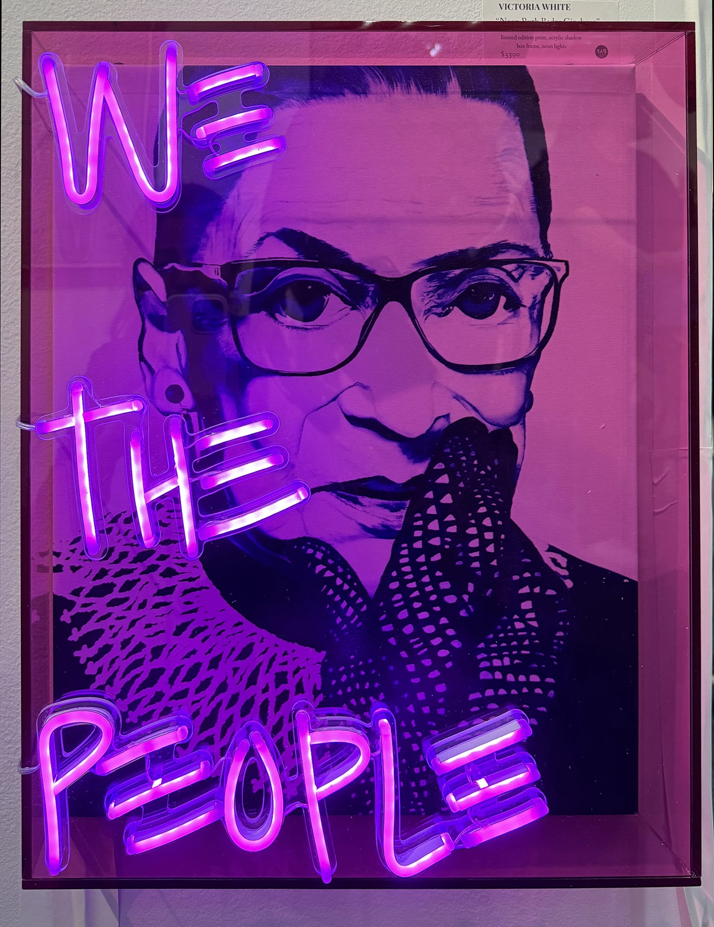 Neon Ruth Bader Ginsburg by Victoria White